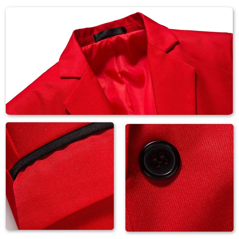 YFFUSHI Men's Casual Suit Jacket Slim Fit One Button Notched Lapel Business Daily Lightweight Blazer Jacket Red - Image 4
